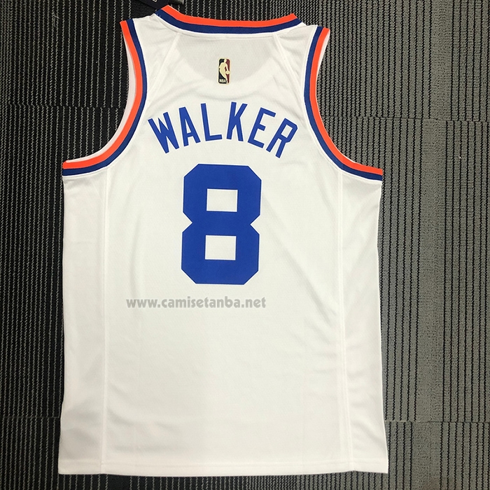 Camiseta New York Knicks Kemba Walker #8 75th Anniversary Blanco